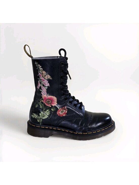 Dr. Martens Shoes - Dr. Martens 1490 Wild Botanics Combat Boots US 6 / UK 4 Black Floral Whimsygoth